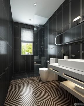 厕所装饰效果图 黑色瓷砖贴图