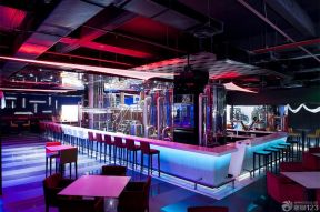 工业loft风格紫色酒吧吧台装修效果图
