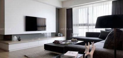 黑白室内装潢简单电视墙效果图