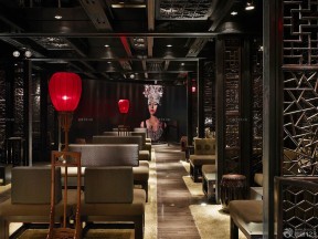 中式古典酒吧装修效果图 过道端景装修效果图片
