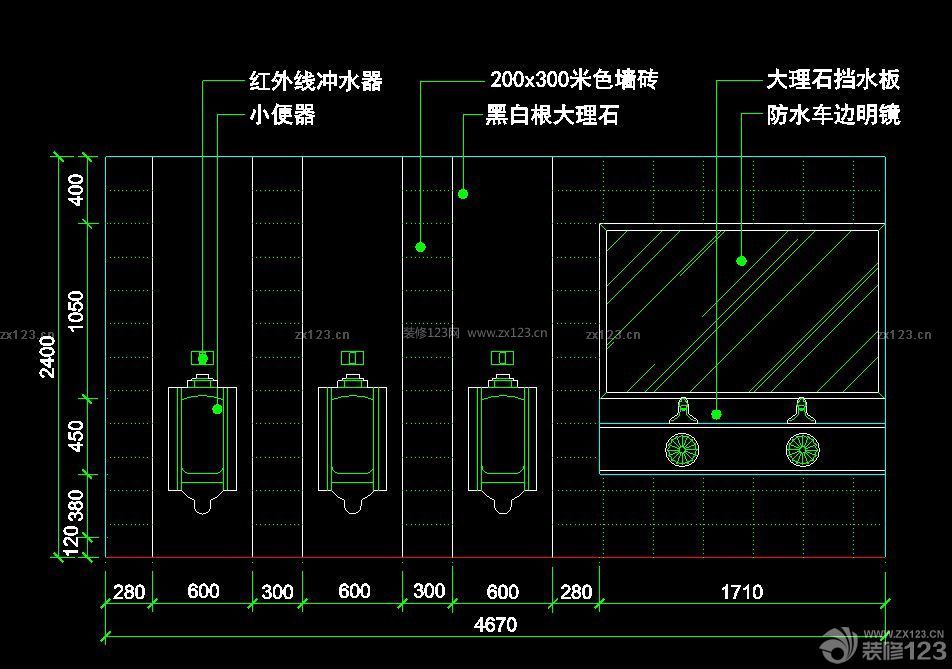 簡約時尚公共廁所裝修cad平面圖