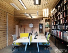 日式办公室装修 木质墙面装修效果图片