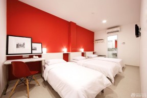 小型宾馆装修图 红色墙面装修效果图片