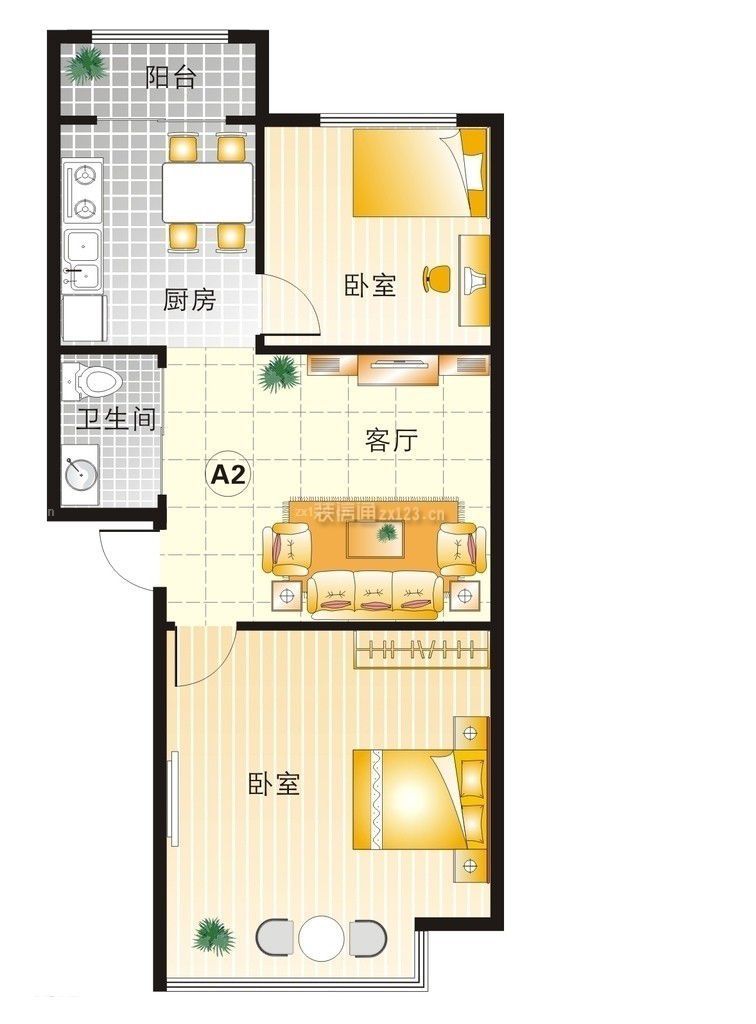 60平米小戶型餐廳廚房設(shè)計(jì)平面圖