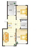60平米小戶型兩室兩廳一衛(wèi)裝修設(shè)計平面圖