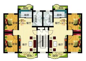 70平米小戶型兩室兩廳一衛(wèi)裝修設(shè)計平面圖