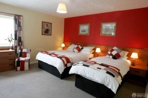 家庭宾馆装修 红色墙面装修效果图片