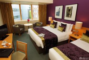 宾馆房间装修效果图酒店 紫色墙面装修效果图片