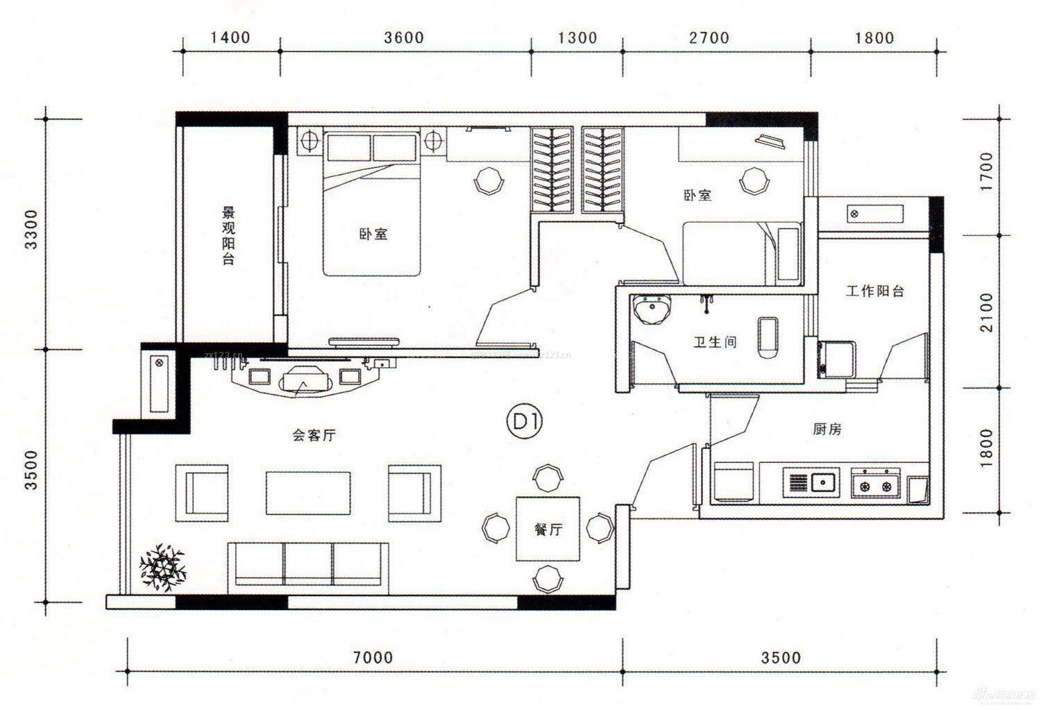 现代 60平米一室一厅一厨一卫 - 设计案例 - 北京金三优装饰有限责任公司-专注老房装修14年-口碑排名前三品牌