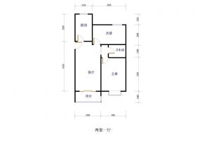 60平简约家装风格两室一厅户型图