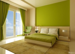80平米两室两厅装修图 绿色窗帘