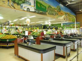 现代蔬菜超市摆设图片 收银台装修效果图片
