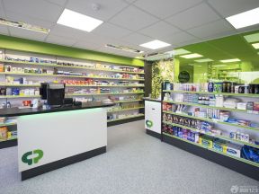 医药超市装修效果图 绿色墙面装修效果图片