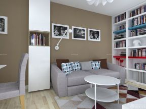 50平方一室一厅小户型装修图 咖啡色墙面装修效果图片