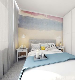 50平方一室一厅小户型床头背景墙装修效果图