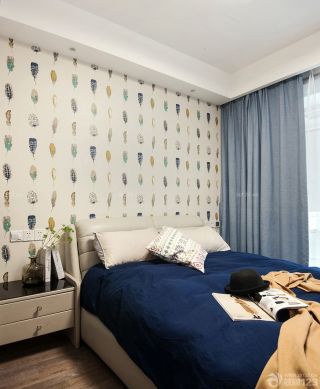 60平米两室一厅卧室墙壁纸装修效果图 
