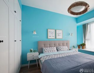 60平米两室一厅卧室蓝色墙面装修效果图片