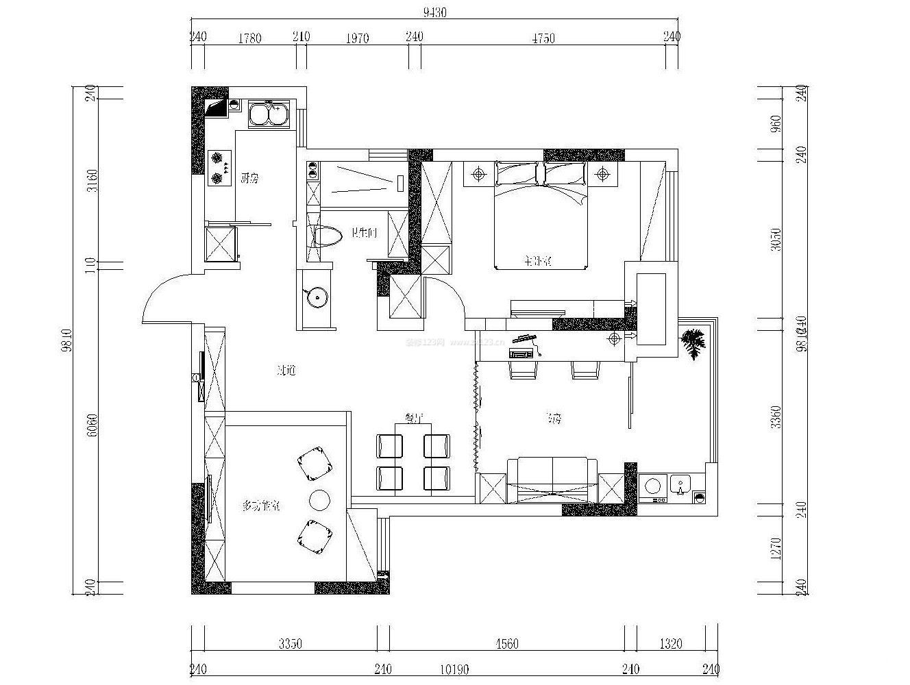 2023最新70平兩室一廳小戶型房屋設計效果圖