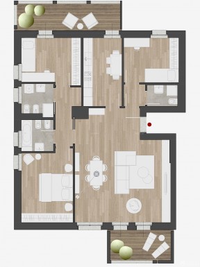 最新70平兩室一廳房屋戶型設(shè)計(jì)效果圖