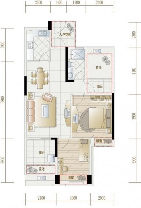 70平兩室一廳房屋戶型設(shè)計圖