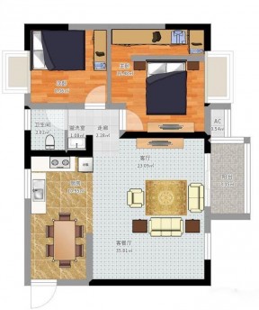 最新70平两室一厅房子户型图
