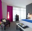 唯美80平米三室一厅小户型紫色窗帘装修效果图片