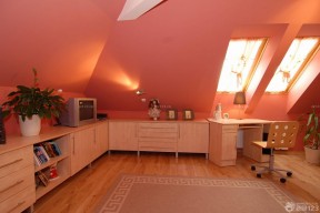 60平米小户型带阁楼的装修效果图 粉色墙面装修效果图片