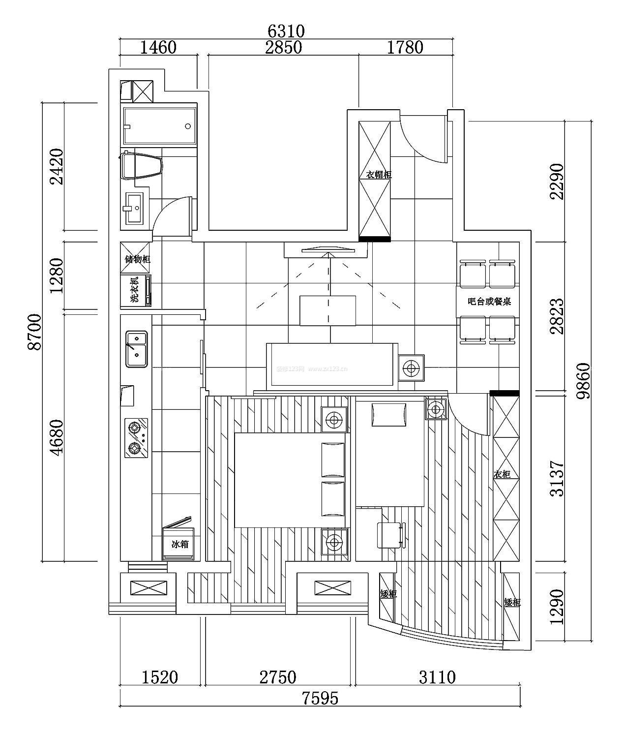 80平米兩室一廳小戶型設(shè)計(jì)效果圖2023圖片