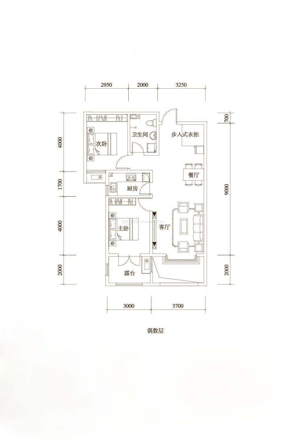 80平米兩室一廳戶型設(shè)計(jì)效果圖片