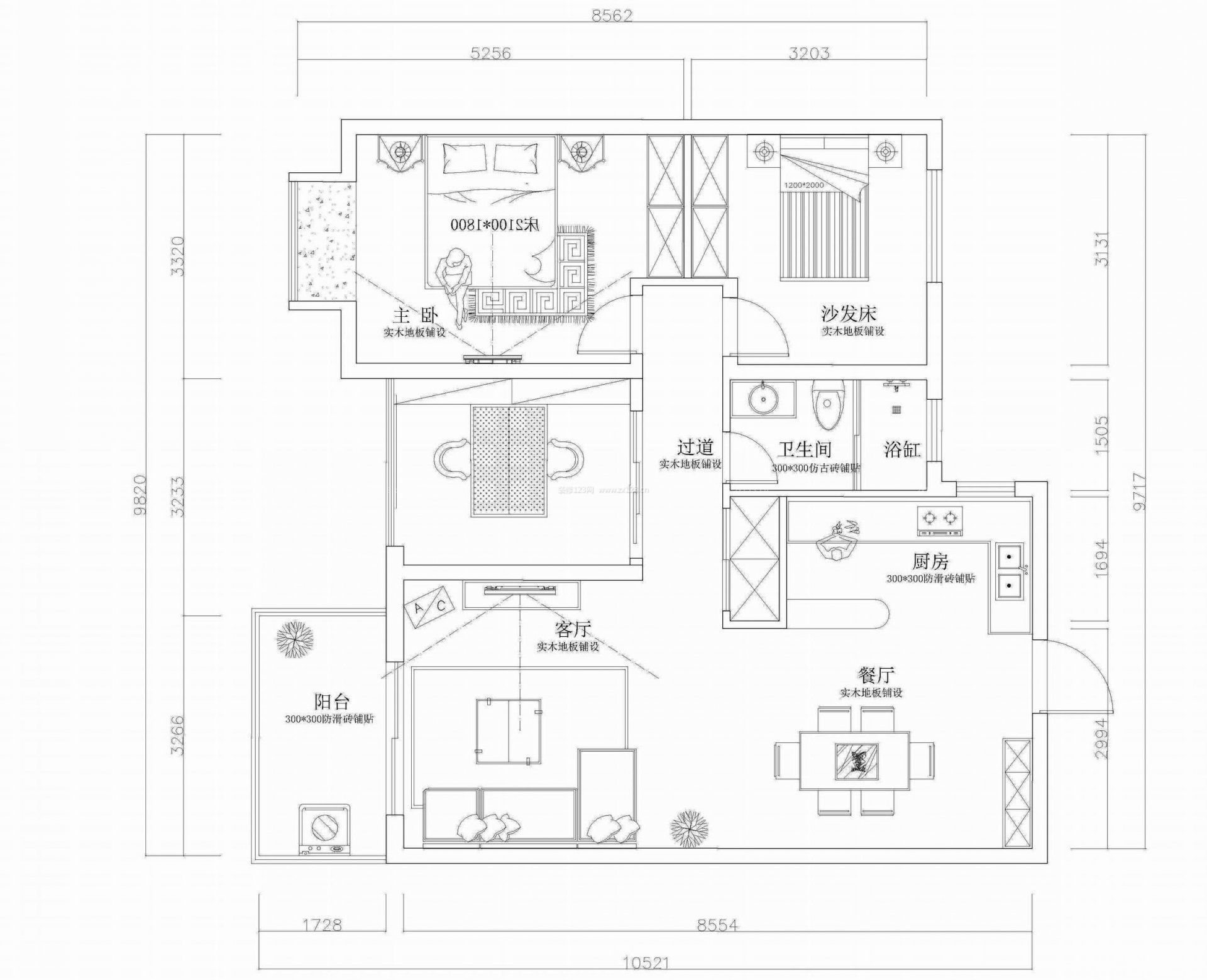 最新80平米兩室一廳戶型圖