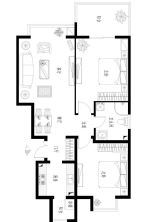 80平米兩室一廳房子戶型圖