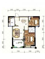 最新80平米兩室一廳戶型設計效果圖