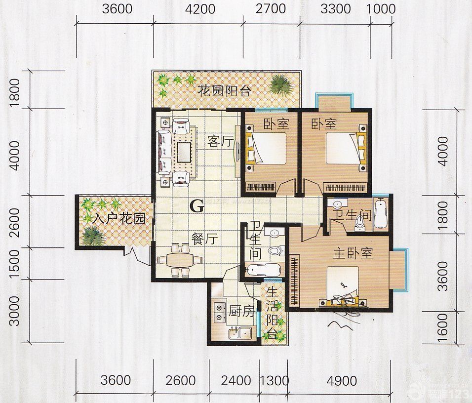 120平方三室一廳室內(nèi)平面設(shè)計(jì)圖圖片2023