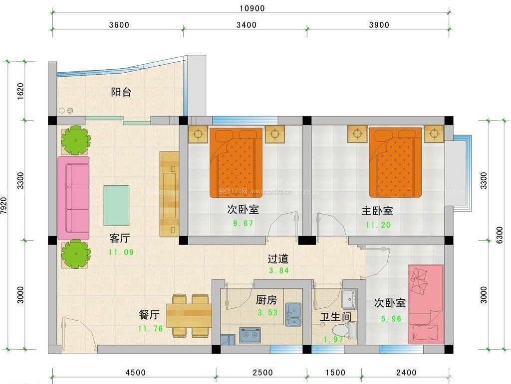 120平方三室一廳室內(nèi)平面設(shè)計圖片欣賞