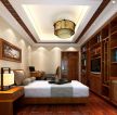 中式家装风格80平米小户型卧室电视墙装修图
