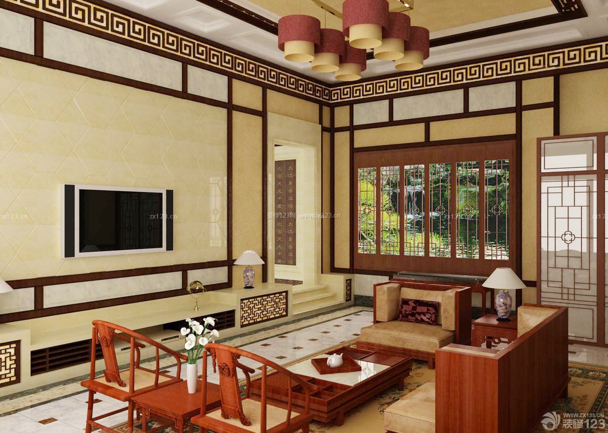 中式家装80平米小户型室内装修设计效果图