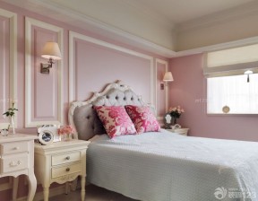 2023新款130平简装三室两厅一厨一卫房屋卧室粉色墙面装修效果图片