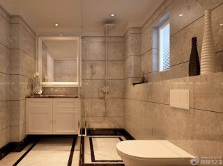 130平米三室两厅欧美室内瓷砖卫浴装修效果图片