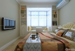 50平一室一厅小户型卧室双人床装修效果图片