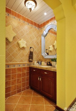 美式50平一室一厅小户型卫生间装修效果图片