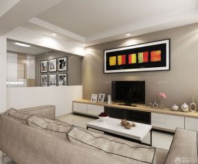 80平米小户型客厅背景墙灰色墙面装修效果图片欣赏