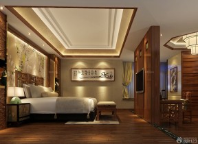中式电视背景墙 别墅卧室装修效果图
