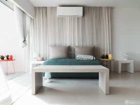 精装80平米小户型卧室纯色窗帘装修效果图片