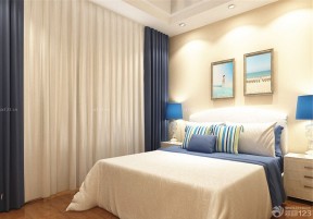 70平米小户型地中海风格装修 蓝色窗帘装修效果图片