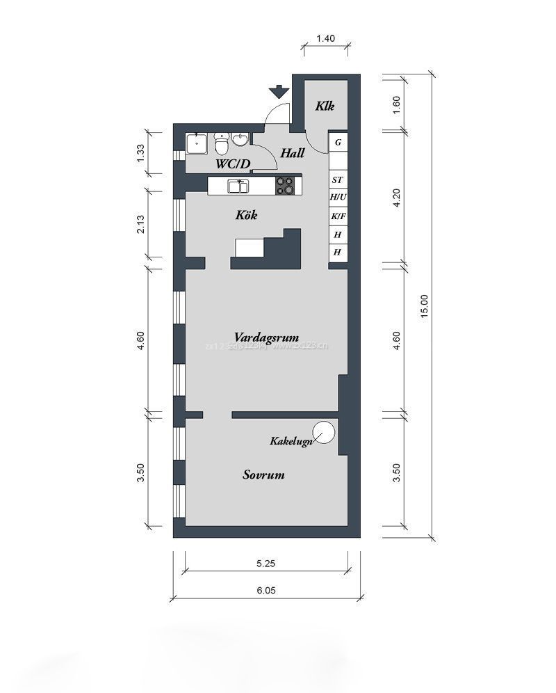 酒店式公寓70平小户型平面效果图