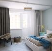 舒适90平方三室一厅纯色窗帘装修效果图片
