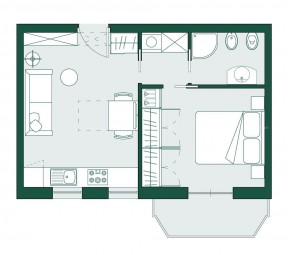 70平小户型单身公寓设计平面图