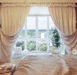 简欧风格卧室纯色窗帘装修效果图片