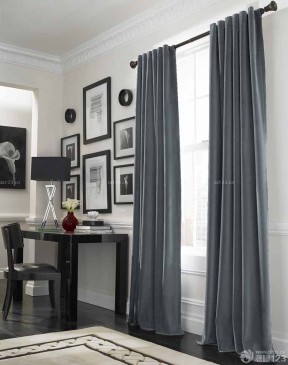 客厅窗帘图片 灰色窗帘装修效果图片