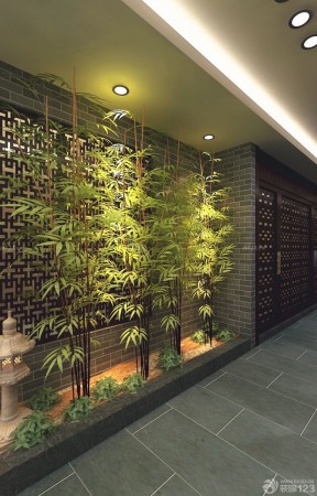 過道背景墻 中式會(huì)所設(shè)計(jì)裝修效果圖片